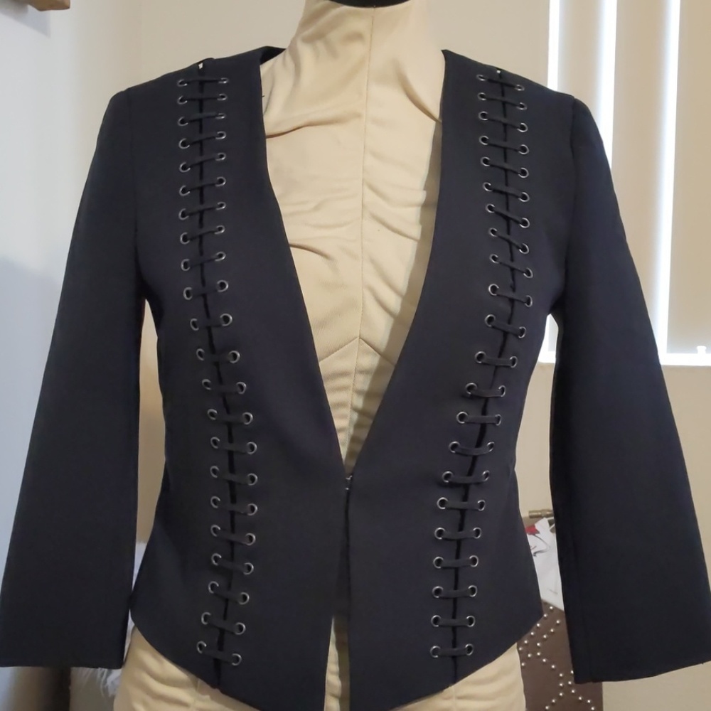 BEBE LACE UP 3/4 Sleeve Bolero Style Jacket